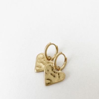 Hammered Heart Hoops- 2607 Gold