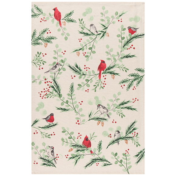 Forest Birds Tea Towel (Beige)