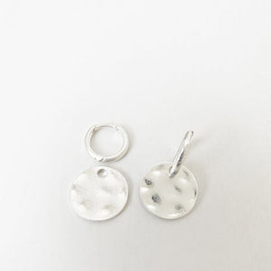 Hammered Disk Hoop Earrings