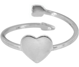 Sterling Silver Adjustable Heart Ring