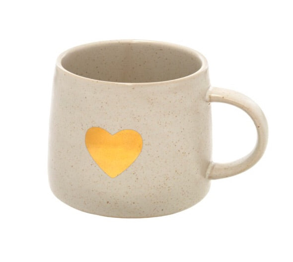 Gold Heart Mug — White