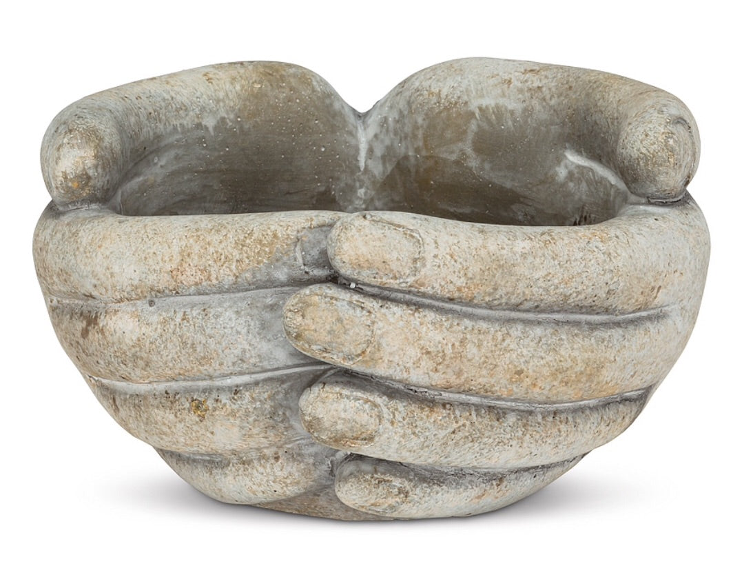 Concrete Cupping Hands Planter-5.5”W