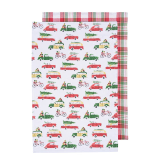 Holiday Cars Dish Towels — Set Of 2