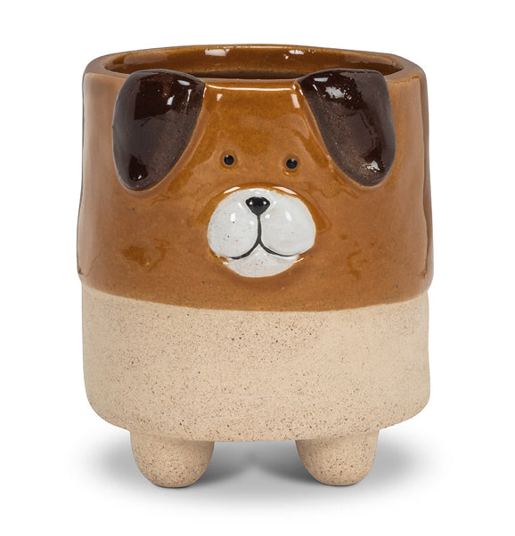 Brown Dog on Legs Planter