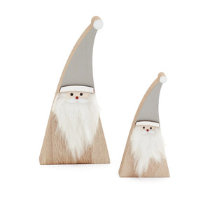 Set of 2 Wooden Santas