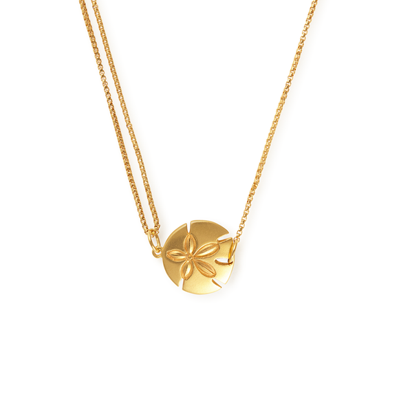 Gold Plated Pull Chain Necklace - Sand Dollar