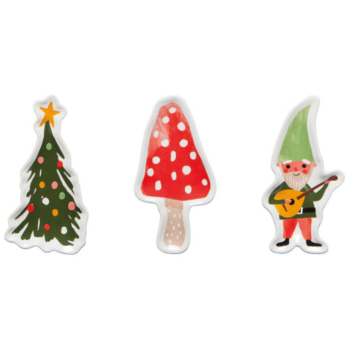 Gnome for The Holidays -- Shaped Dishes set of 3